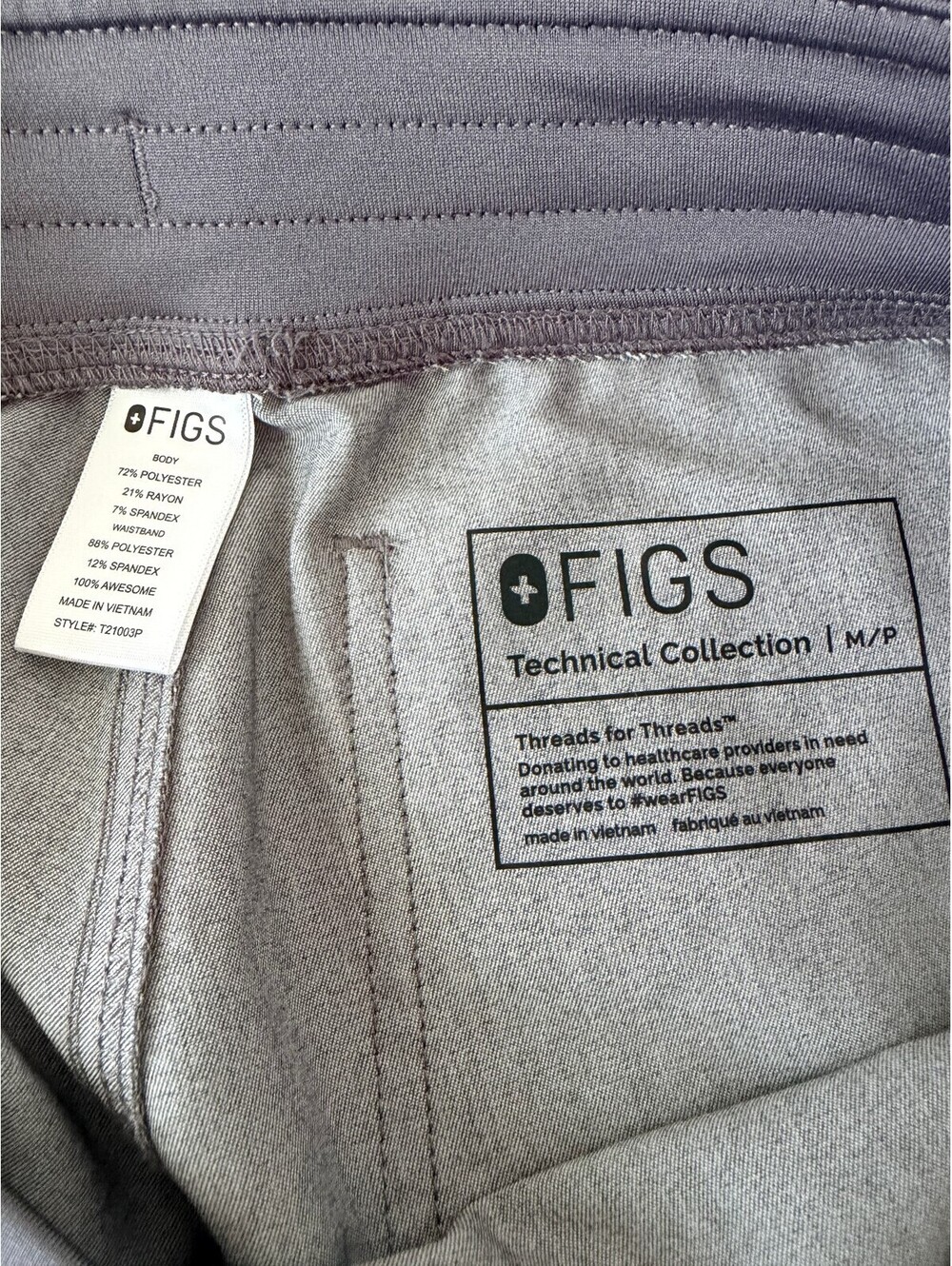 Lot of 2 FIGS Technical Collection Gray Scrub Pants Women's Size M Stretch - Picture 5 of 5